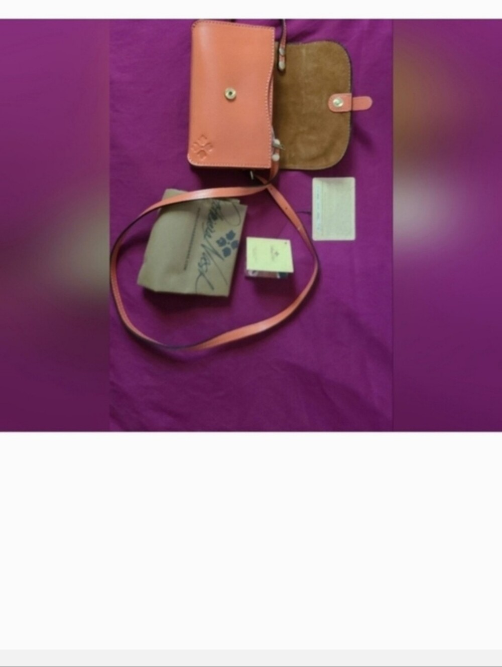 Patricia Nash Orange Tooled Floral Leather Crossbody Bag - Picture 4 of 16